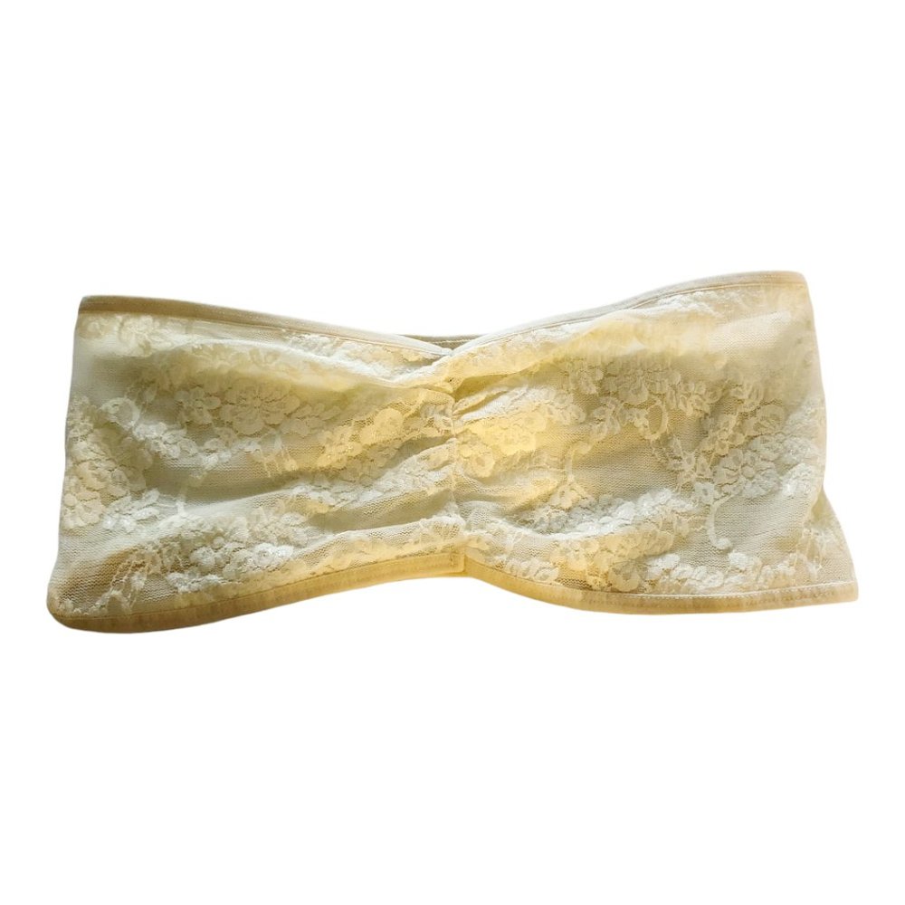 AMERICAN APPAREL Ivory Floral Lace Bandeau Bralette Size Medium